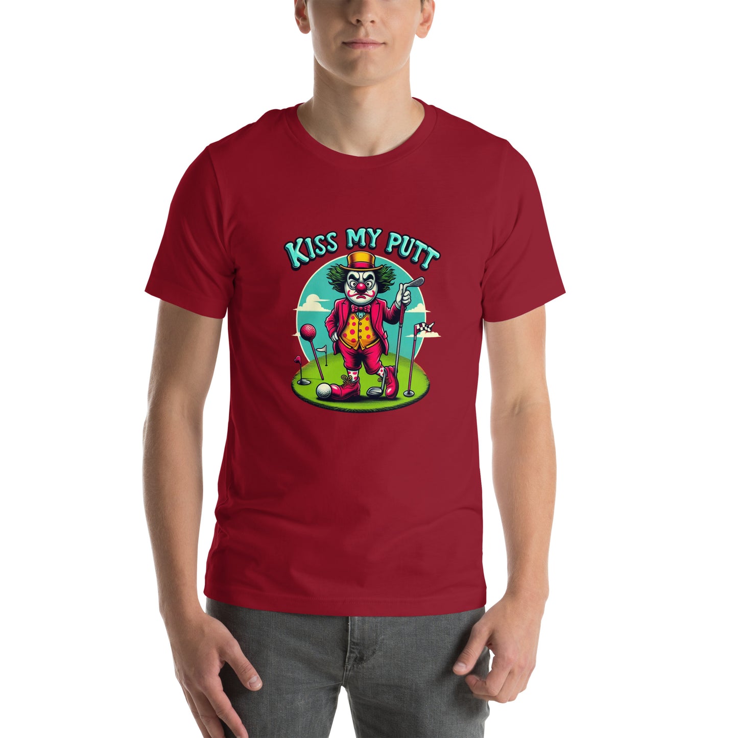 Funny Golf Printed T-Shirt: Kiss My Putt Unisex Short Sleeve Tee