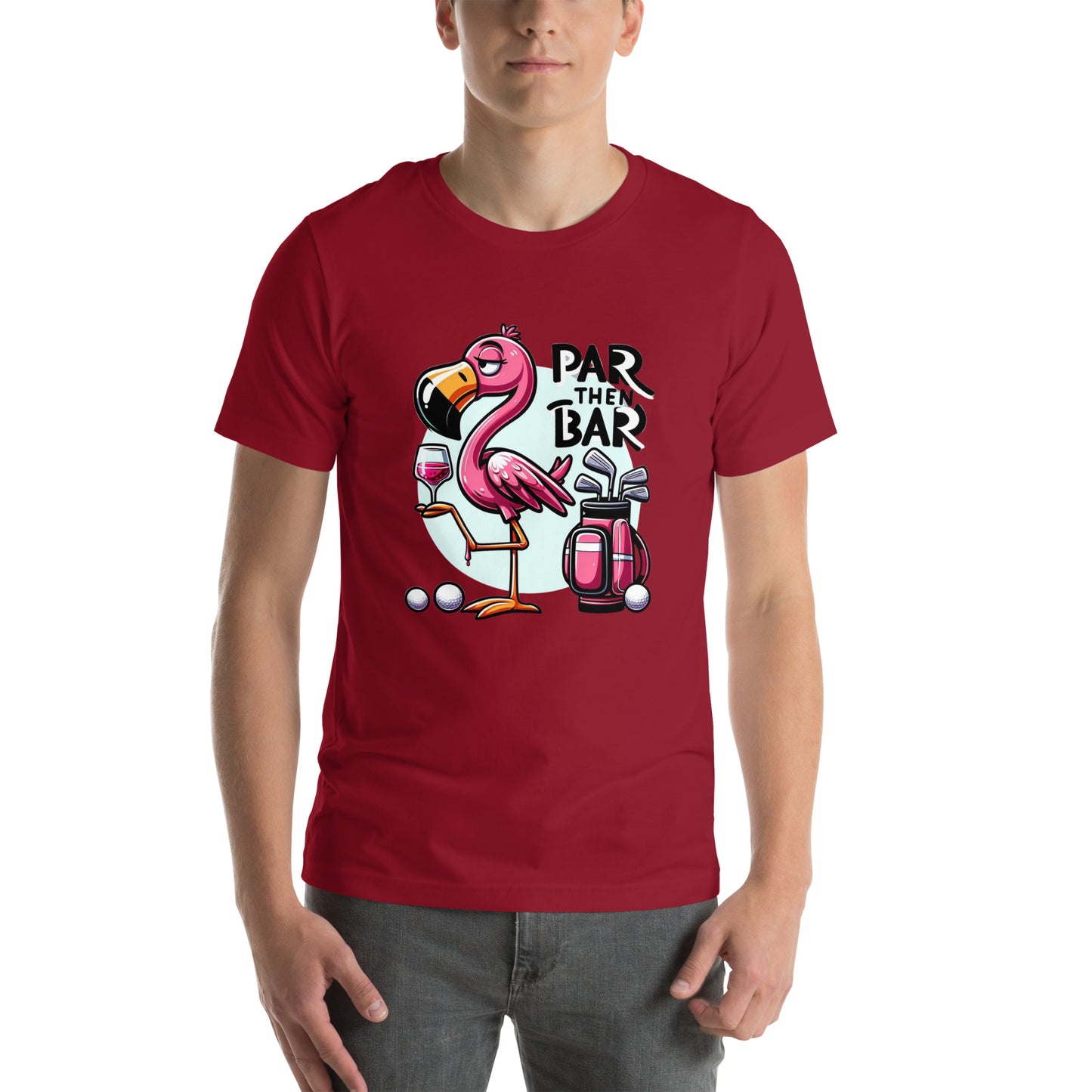 Funny Golf Printed T-Shirt: Par Then Bar Unisex Short Sleeve Tee