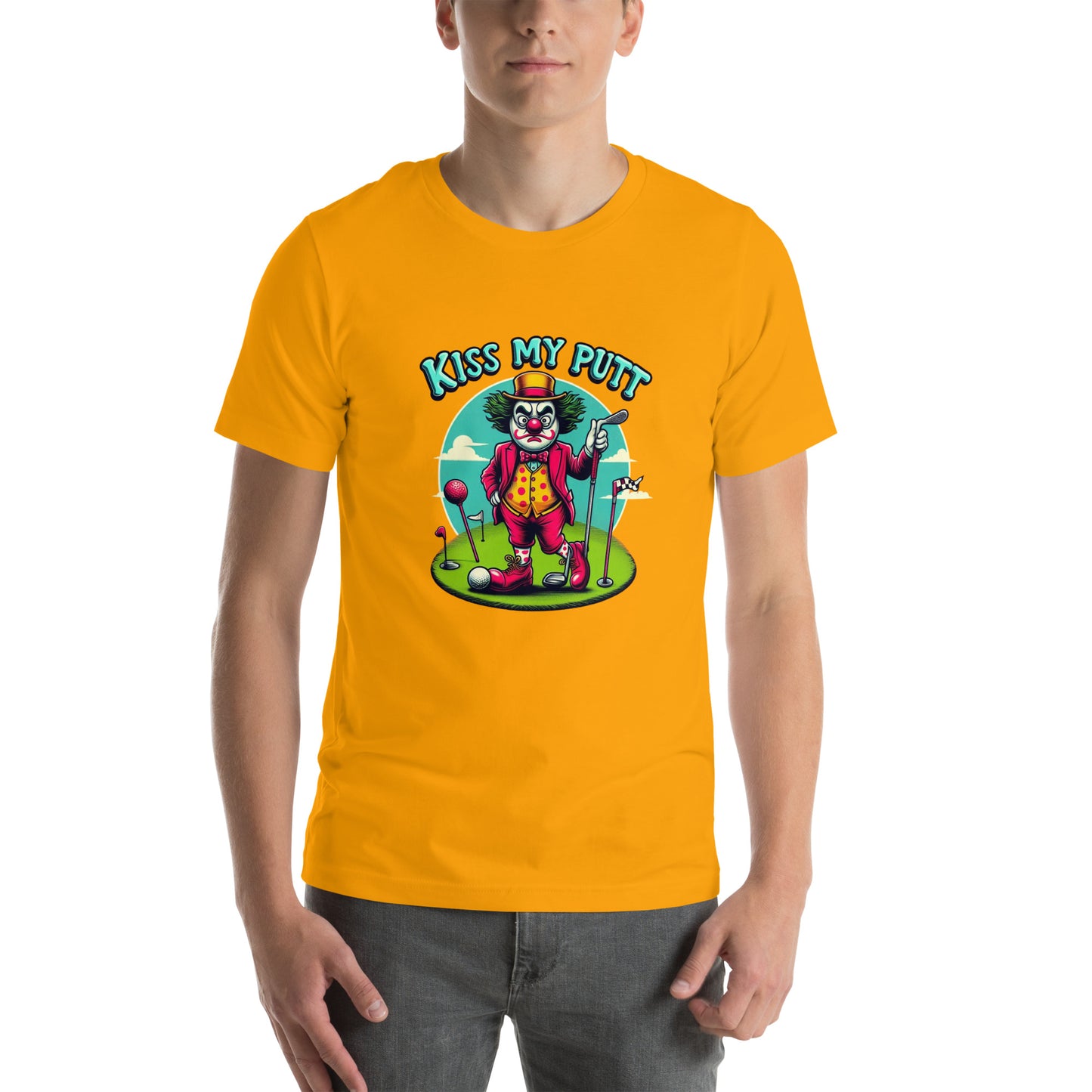 Funny Golf Printed T-Shirt: Kiss My Putt Unisex Short Sleeve Tee