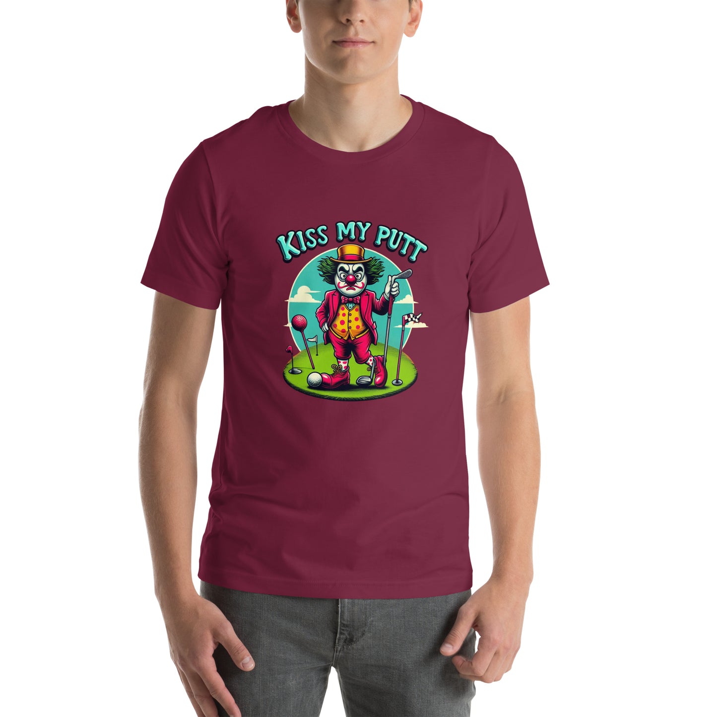 Funny Golf Printed T-Shirt: Kiss My Putt Unisex Short Sleeve Tee