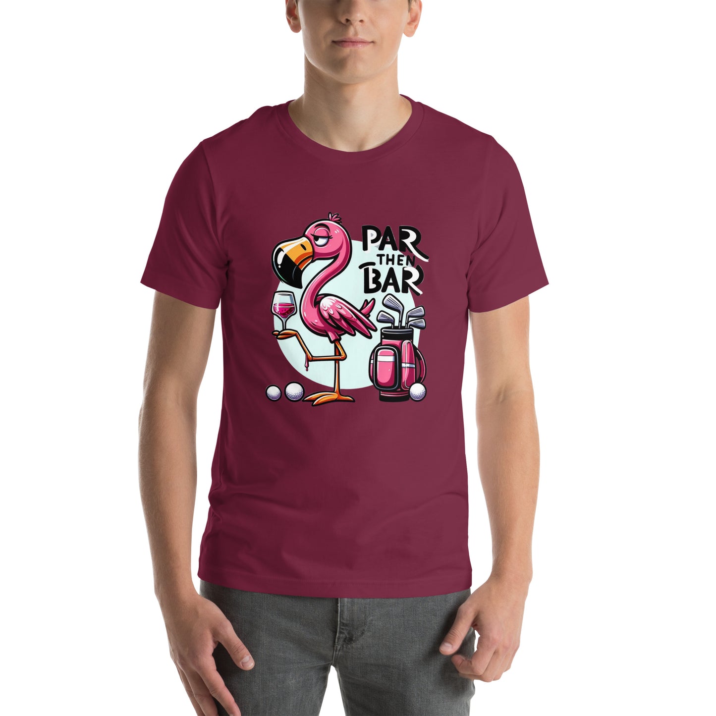 Funny Golf Printed T-Shirt: Par Then Bar Unisex Short Sleeve Tee