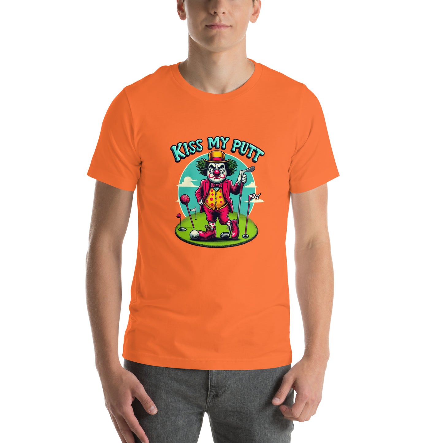 Funny Golf Printed T-Shirt: Kiss My Putt Unisex Short Sleeve Tee