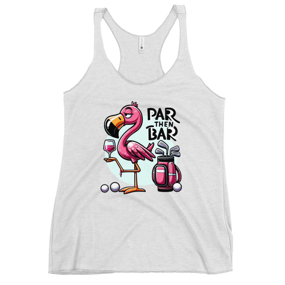 Par Then Bar Women's Racerback Tank: Funny Golf Printed Tank Top