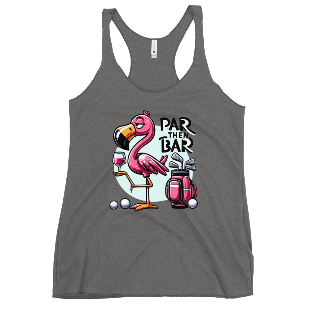 Par Then Bar Women's Racerback Tank: Funny Golf Printed Tank Top