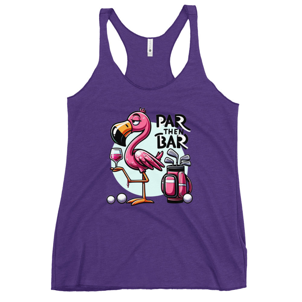 Par Then Bar Women's Racerback Tank: Funny Golf Printed Tank Top