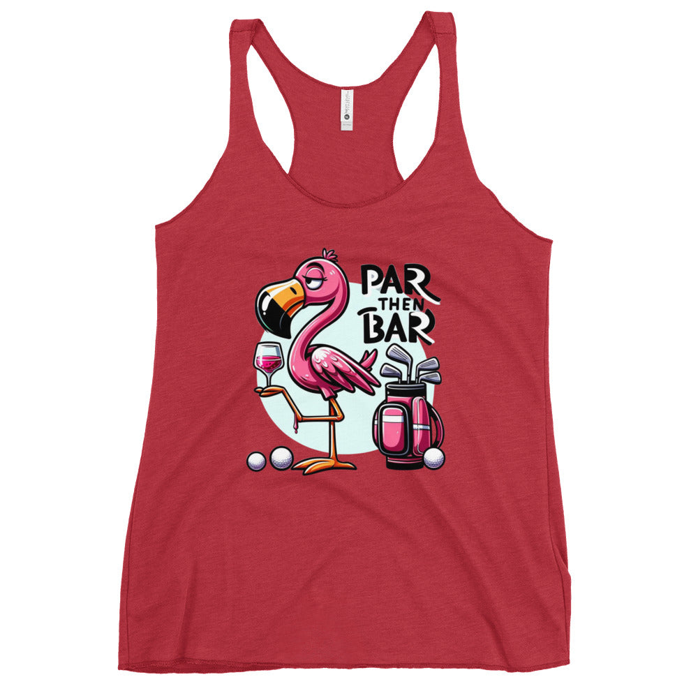 Par Then Bar Women's Racerback Tank: Funny Golf Printed Tank Top