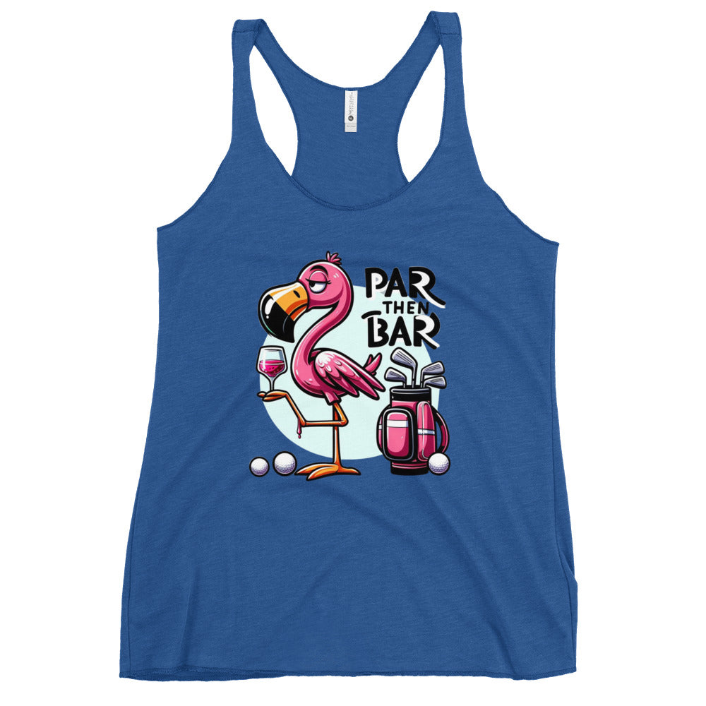 Par Then Bar Women's Racerback Tank: Funny Golf Printed Tank Top