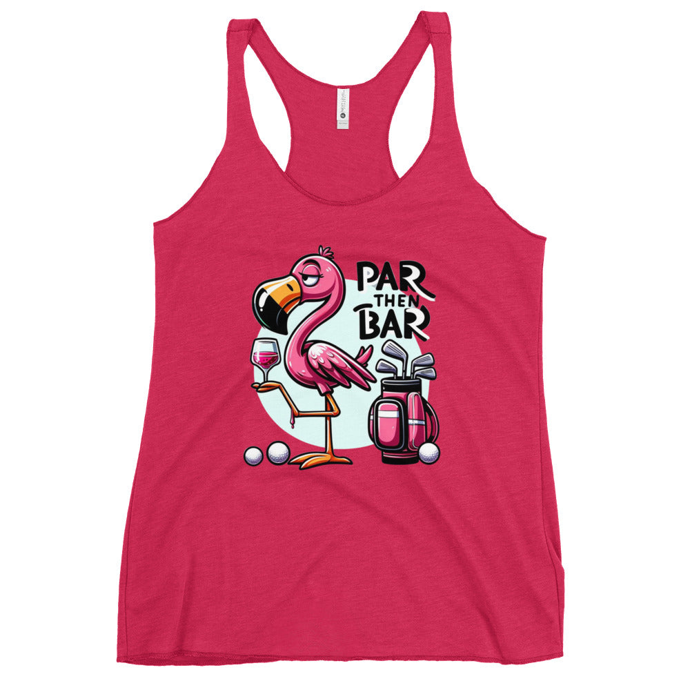 Par Then Bar Women's Racerback Tank: Funny Golf Printed Tank Top