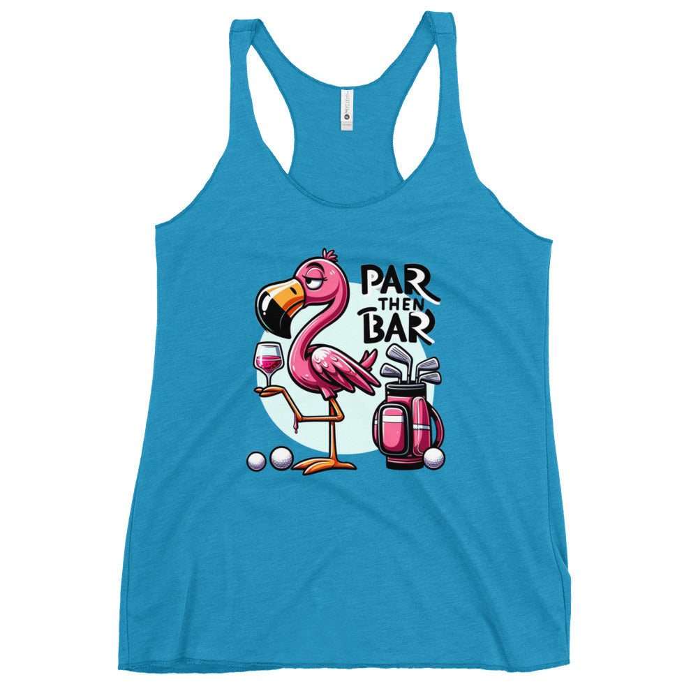 Par Then Bar Women's Racerback Tank: Funny Golf Printed Tank Top