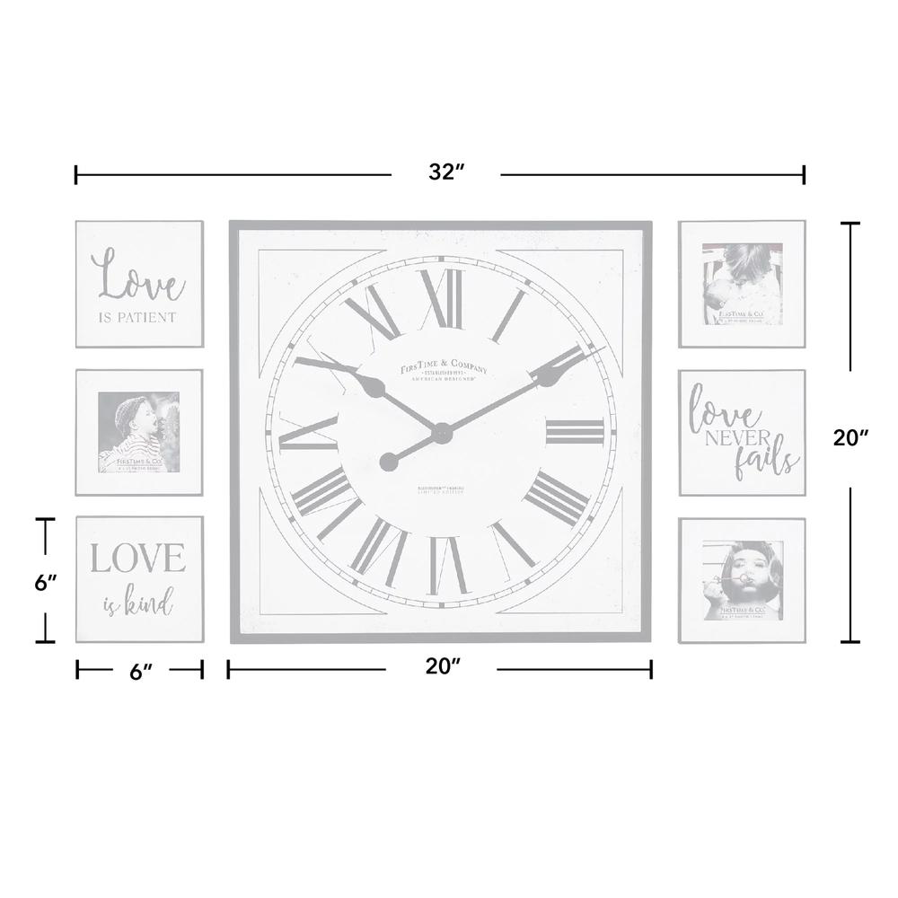 FirsTime & Co. Love Frame Gallery & Wall Clock 7-Piece Set