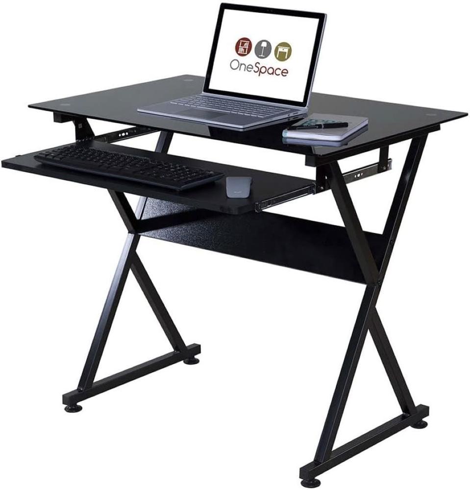 OneSpace Ultramodern Black Glass Desk