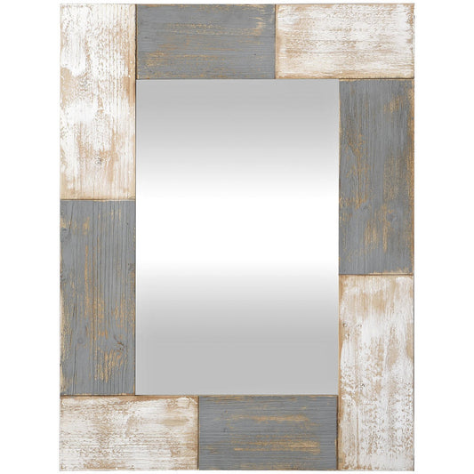 FirsTime & Co. White and Gray Mason Planks Wall Mirror