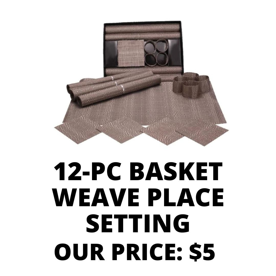 12 Piece Basket Weave Place Settings