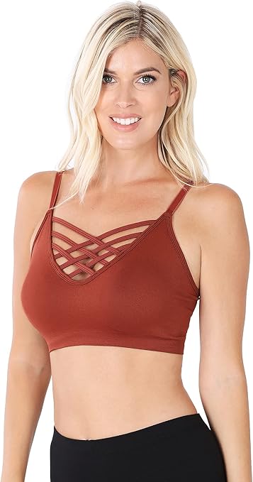 Zenana Seamless Triple Criss-Cross Padded Bralette