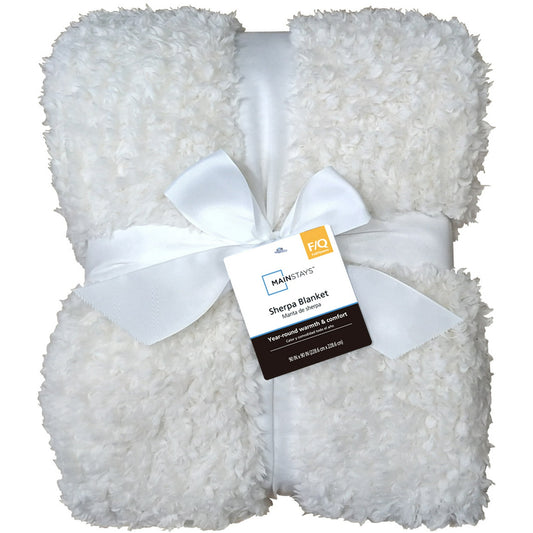 Mainstays Faux Shearling Blanket, Ivory, Full/Queen