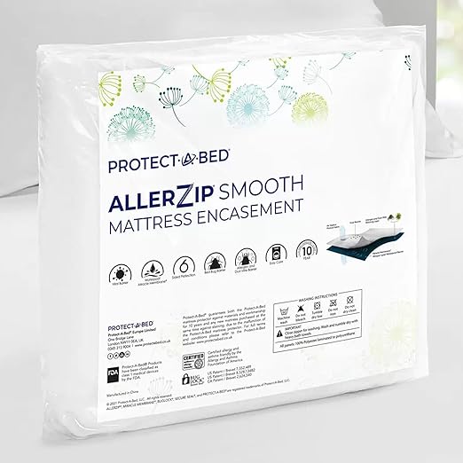 Protect-A-Bed AllerZip Smooth Allergy, Dust Mite & Bed Bug Proof 6-Sided Waterproof Mattress Encasement