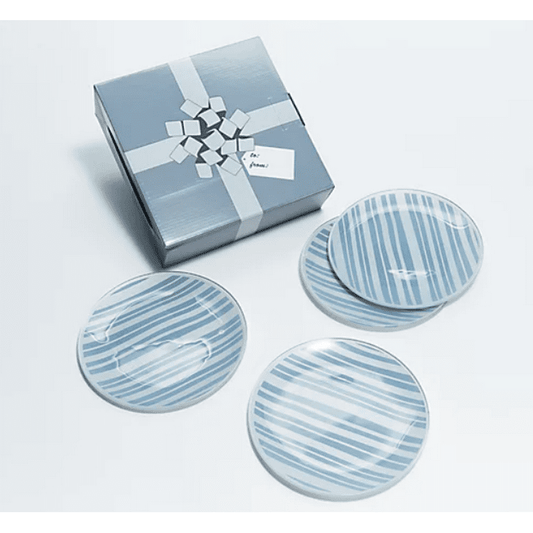 Temptations Stripe 8" Glass Dessert Plates - Set of 4