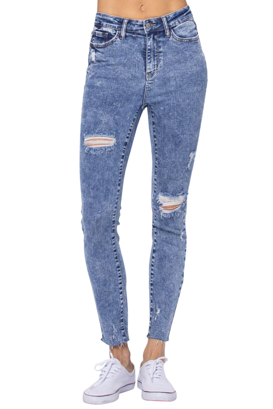 Judy Blue 88266 Acid Wash Destroyed Skinny Jeans