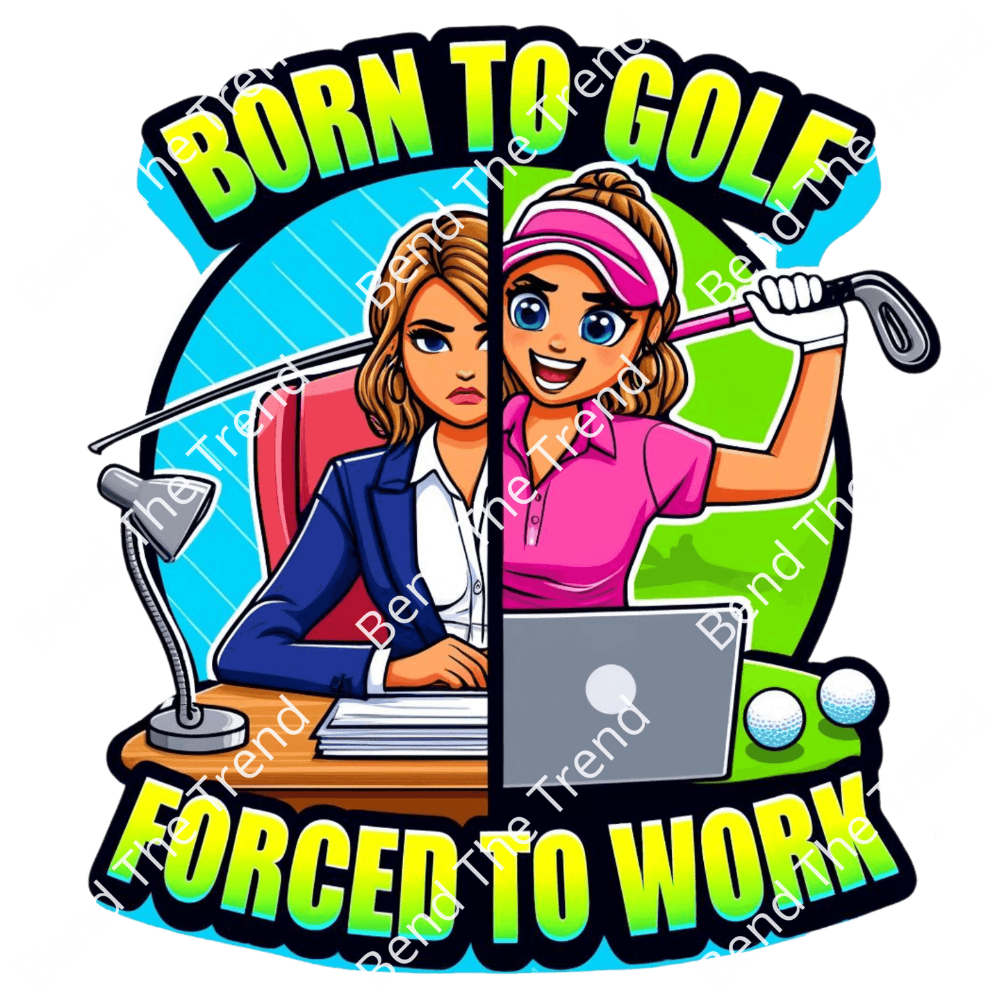 Funny Golf Woman T-Shirt Graphics, Transparent Digital Download for DTF Design Gang Sheet