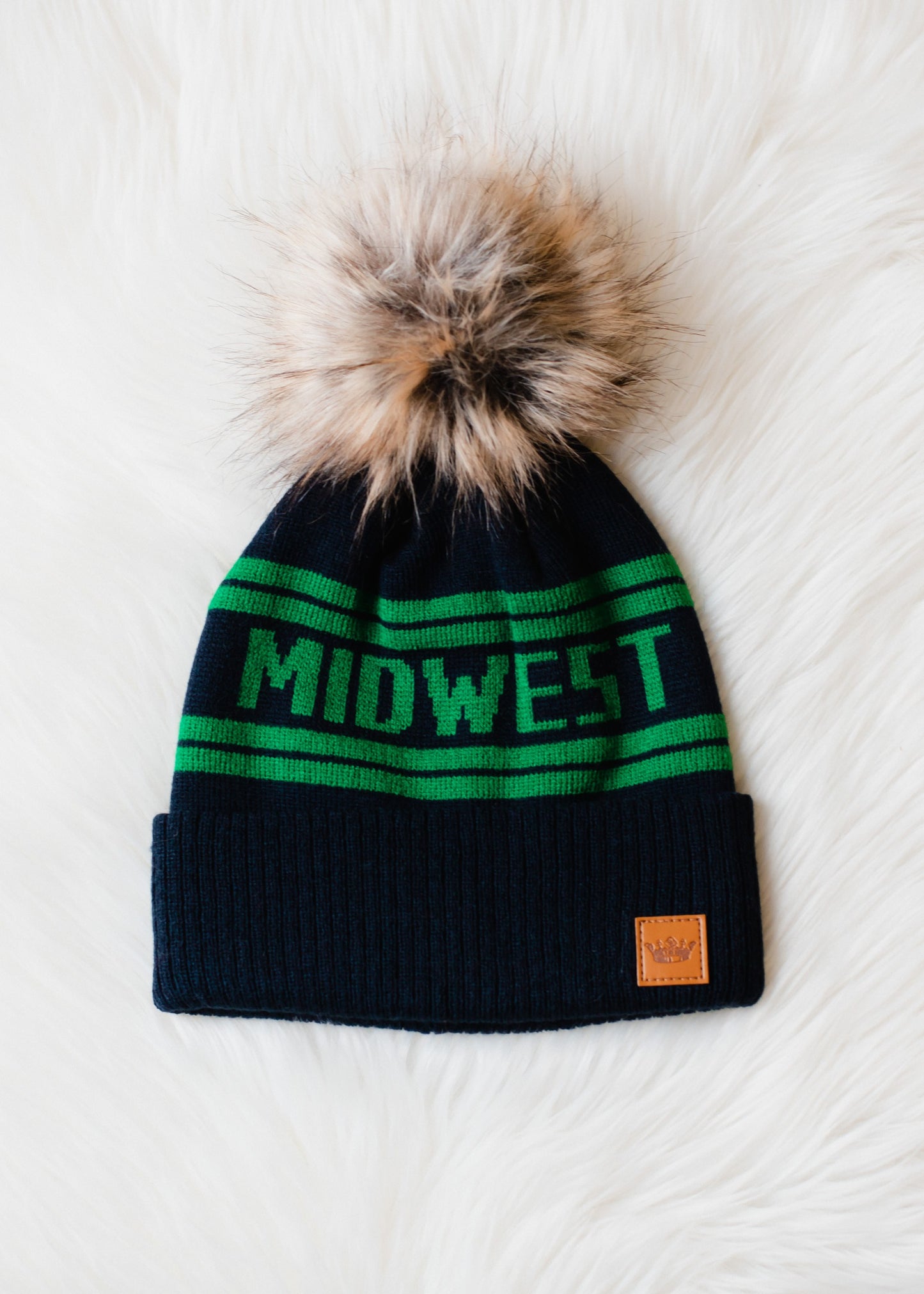 Midwest Knit Pomo Hat with Faux Fur Accent