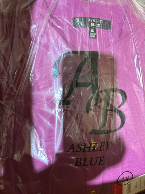 Ashley Blue Plus Size Textured Button-Down Blouse with Rolled Sleeves – 1X-3X