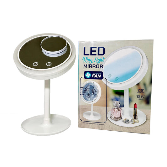 Light-Up LED Ring Light Mirror with Fan