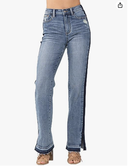 Judy Blue High Waist Side Seam Detail Straight Jeans 88641