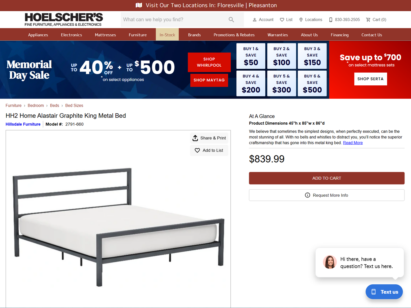 Hillsdale Furniture Alastair Metal King Bed Frame