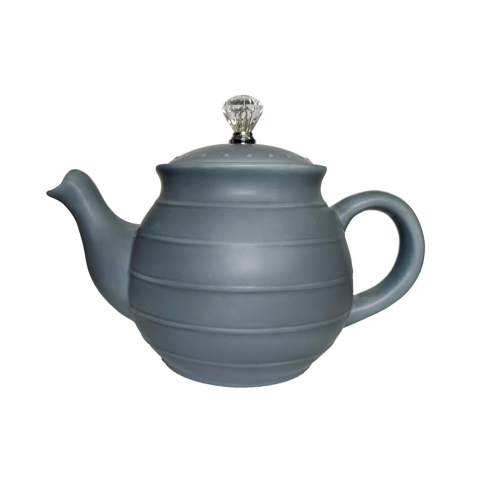 Simple Charm 38 oz Matte Gray Ceramic Teapot with Crystal Knob