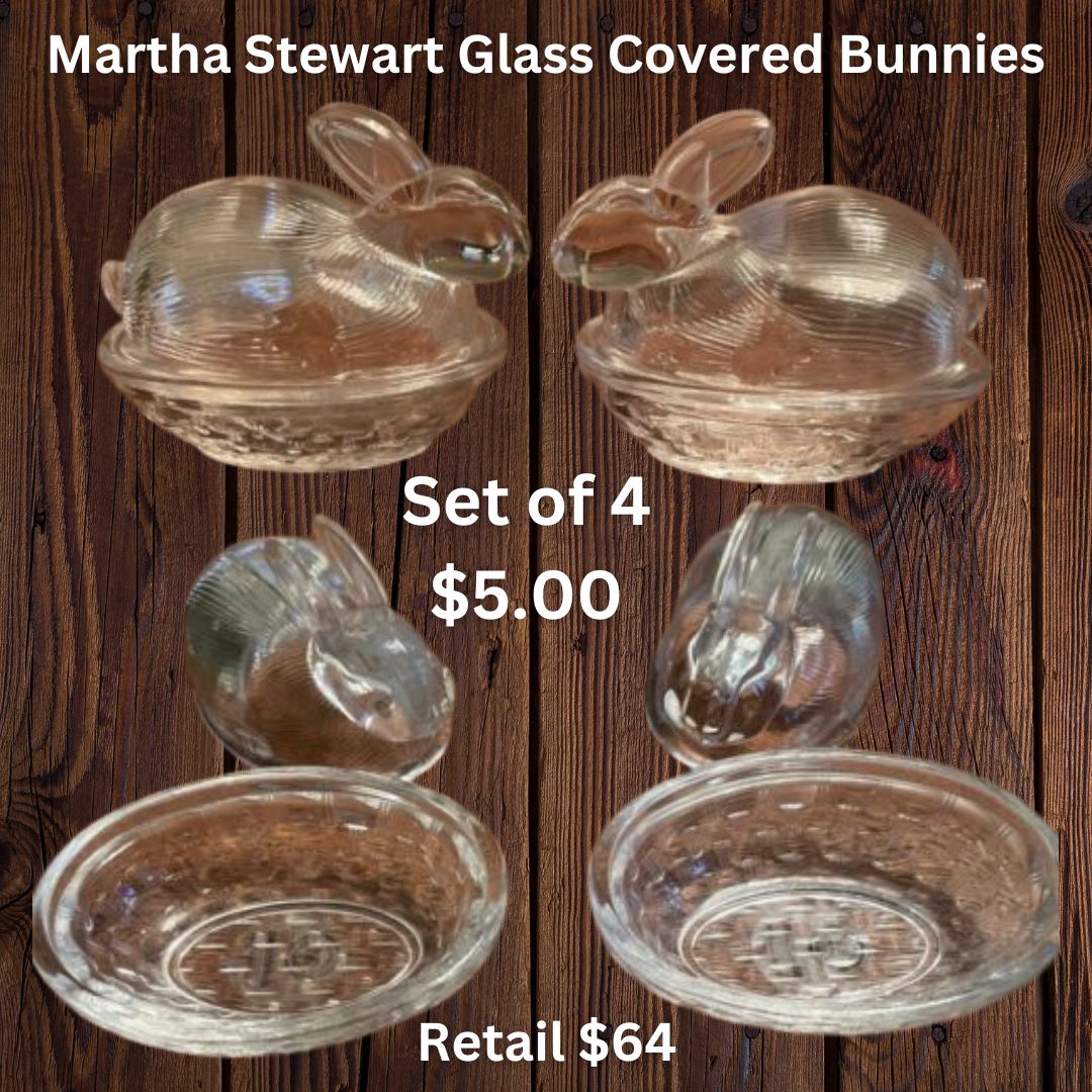 Martha Stewart Glass Covered Bunnies – Set of 4