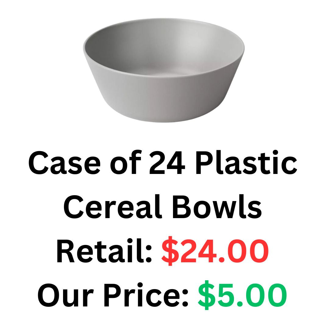 Case of 24 Plastic Cereal Bowls