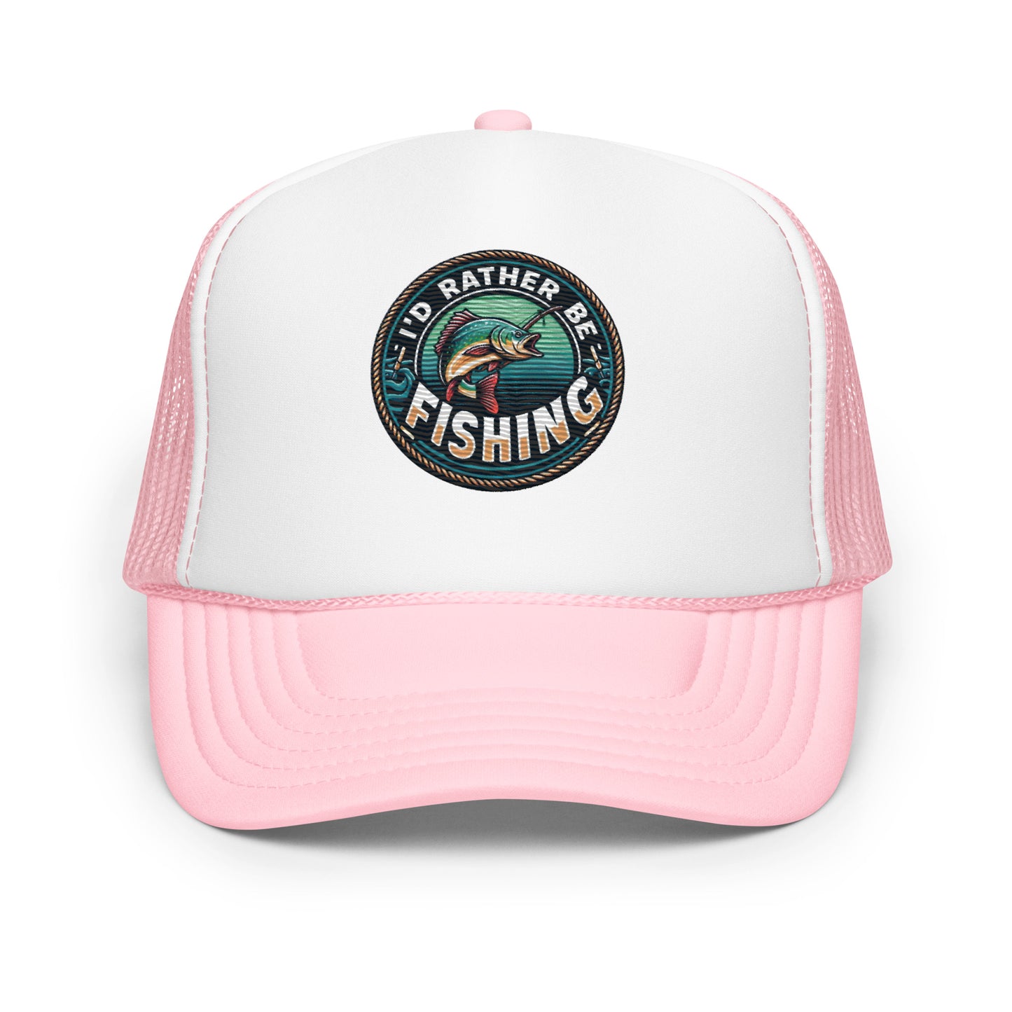 I'd Rather Be Fishing Embroidered Patch Otto Foam Trucker Hat