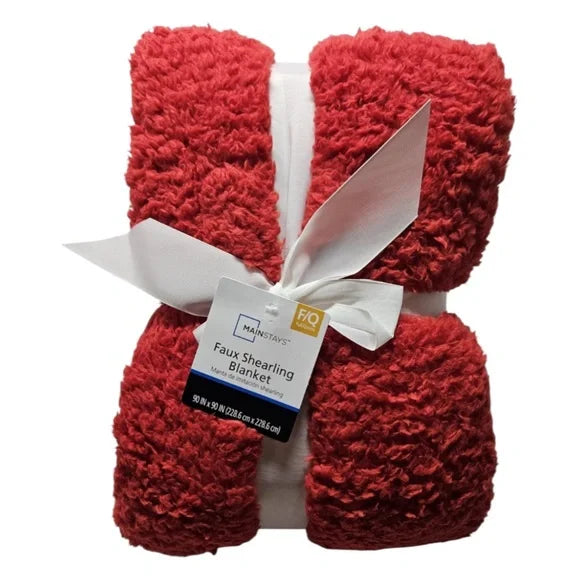 Mainstays Faux Shearling Blanket, Scarlet Red, Full/Queen