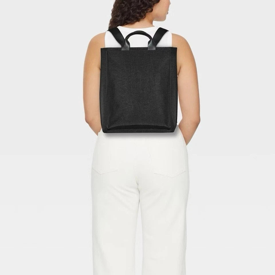 A New Day Modern Black Backpack – Sleek Minimalist Convertible Bag