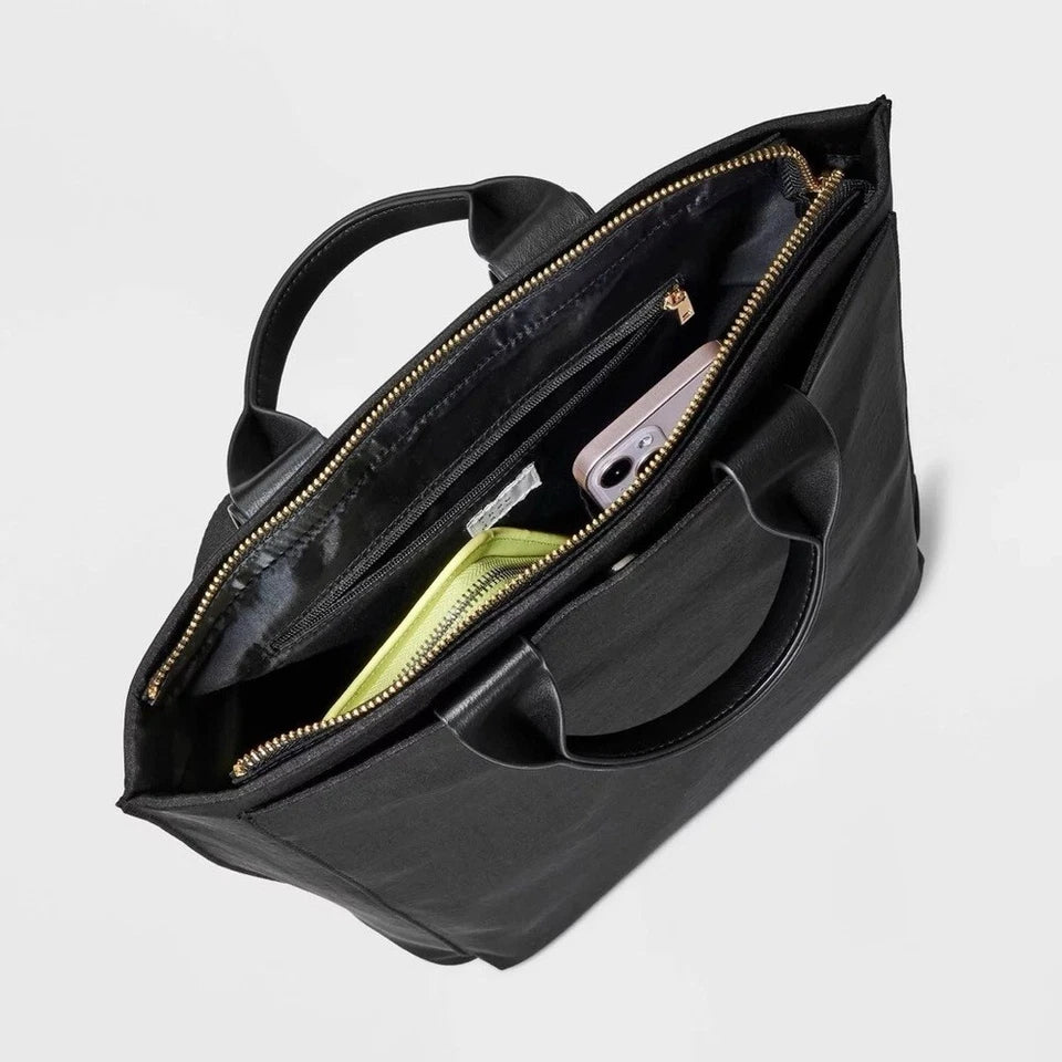 A New Day Modern Black Backpack – Sleek Minimalist Convertible Bag