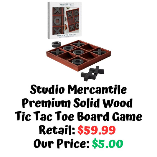 Studio Mercantile Premium Solid Wood Tic Tac Toe Board Game