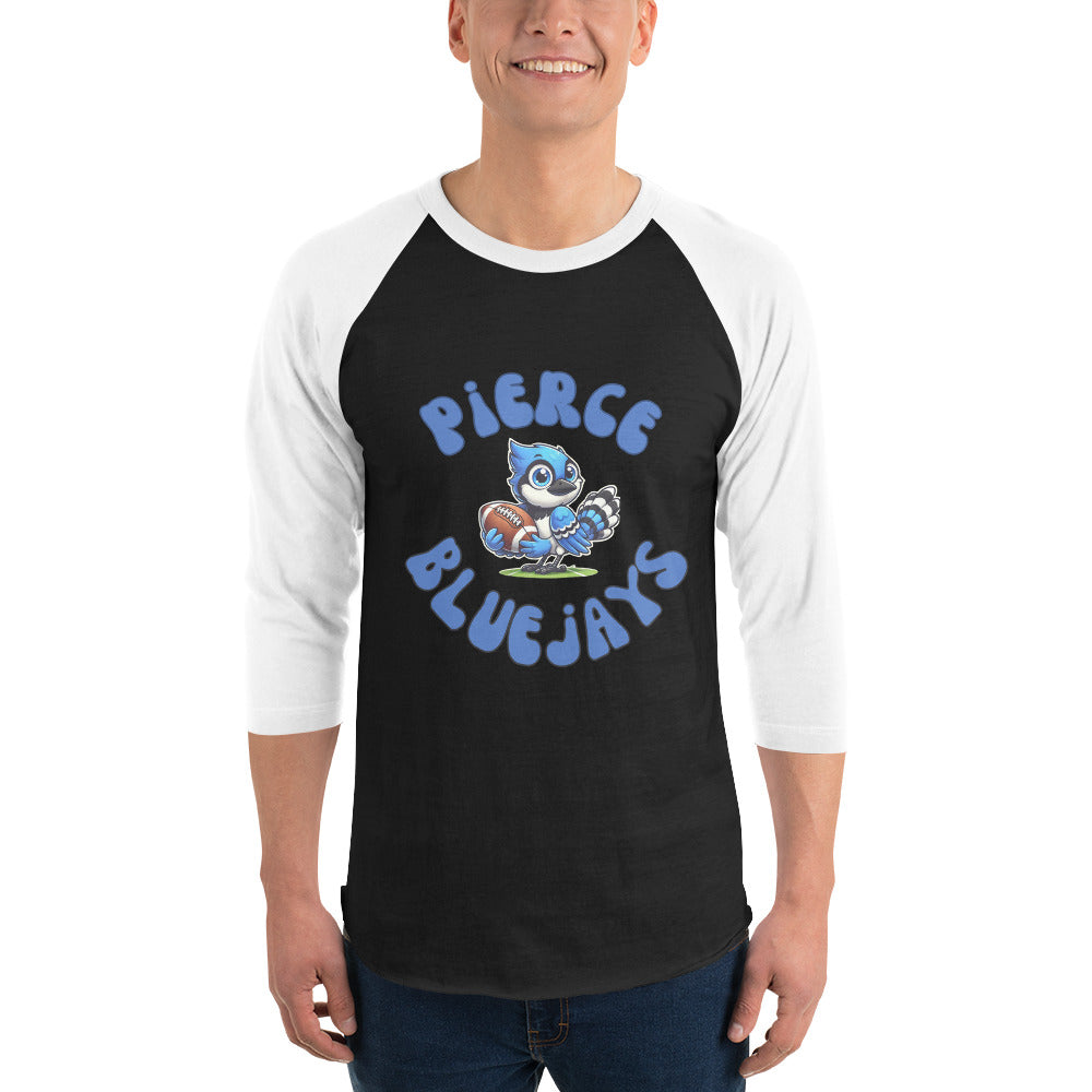 Pierce Bluejays Retro Football 3/4 Sleeve Raglan Shirt