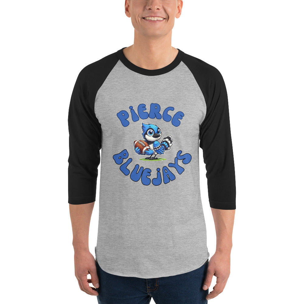 Pierce Bluejays Retro Football 3/4 Sleeve Raglan Shirt