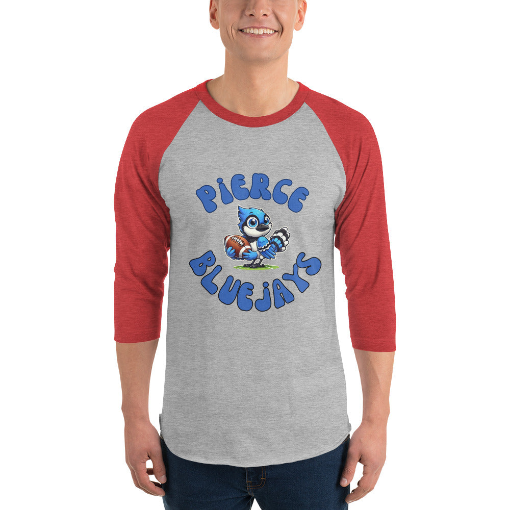 Pierce Bluejays Retro Football 3/4 Sleeve Raglan Shirt