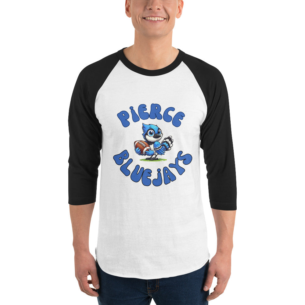 Pierce Bluejays Retro Football 3/4 Sleeve Raglan Shirt