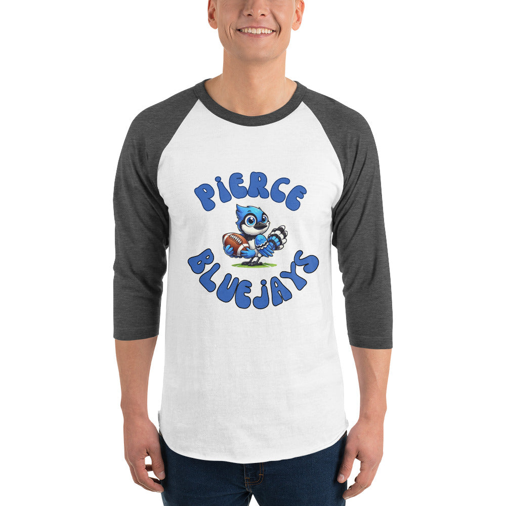 Pierce Bluejays Retro Football 3/4 Sleeve Raglan Shirt