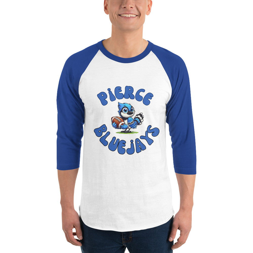 Pierce Bluejays Retro Football 3/4 Sleeve Raglan Shirt