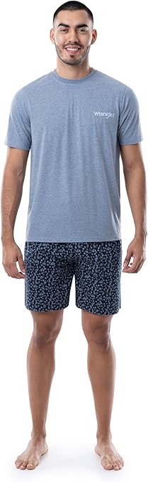 Wrangler Short Sleeve Graphic Tee and Printed Sleep Short Pajama Set - Faded Denim