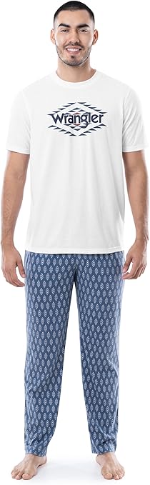 Wrangler Short Sleeve Graphic Tee and Printed Sleep Pant Pajama Set - Bright White